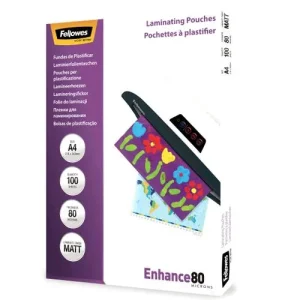 FELLOWES Pack de 100 pochettes A4 80 microns Mat 5452103