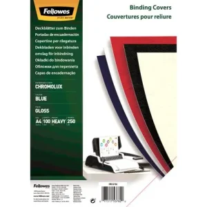 FELLOWES Boîte de 100 plats de couvertures chromolux A4 Bleu 5378203