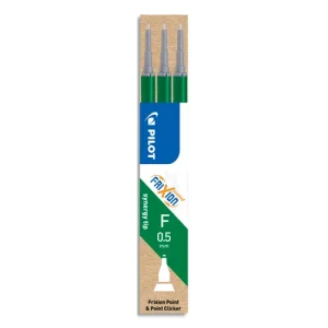PILOT Set de 3 recharges pour roller FriXion Point. Pointe fine 0,5 mm. Encre Vert.