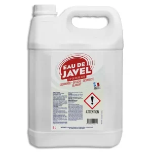 Bidon de 5 Litres d'eau de javel désinfecte, détache, Blanchit et désodorise