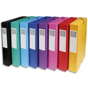 EXACOMPTA Boîte de classement EXABOX en carte lustrée 7/10e. Dos de 6 cm. Coloris assortis