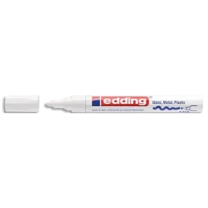 EDDING Marqueur peinture encre permanente laquée Blanc pour toutes surfaces, pointe moyenne