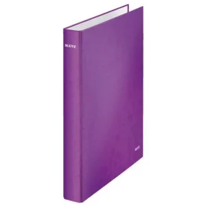 LEITZ Classeur 4 anneaux Ø25 WOW en carton pelliculé. Dos 4 cm. Format A4+. Coloris Violet