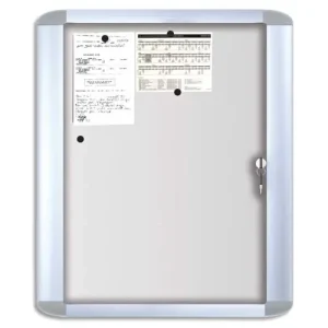 BI-OFFICE Vitrine d'extérieur Mastervison porte en verre trempé fond magnétique laqué Blanc 6 feuilles A4