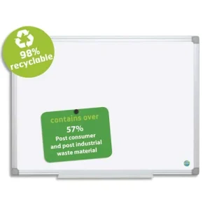BI-OFFICE Tableau Blanc Earth acier émaillée, magnétique, cadre aluminium, recyclé, auget Ft L120xH90 cm