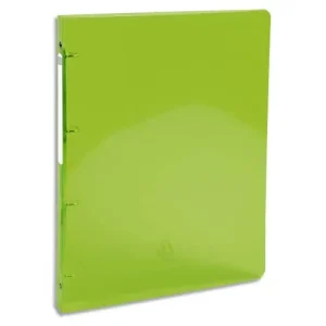 EXACOMPTA Classeur 4 anneaux dia 30mm Iderama polypro souple 7/10 brillant. Dos 4cm. Coloris Vert anis