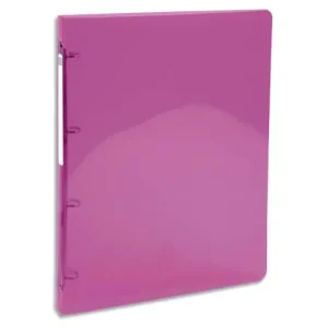 EXACOMPTA Classeur 4 anneaux dia 30mm Iderama polypro souple 7/10 brillant. Dos 4cm. Coloris Rose