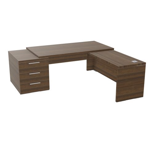 Kara Table rectangulaire Kara sur caisson porteur 3 tiroirs L. 210 cm x 200. cm