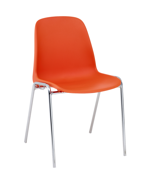 Chaise Coque Beta Beige sans accroche, piètement en acier chromé, empilable 40 x 40 cm, hauteur 81cm