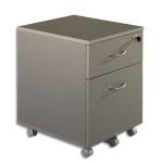 Caisson mobile 2 tiroirs Alu dont 1 pour dossiers suspendus - Dimensions : L 41 x H56 x P50 cm