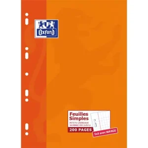 OXFORD Etui 200 copies simples 90g perforées Blanches A4 5x5