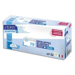 GPV Paquet de 70 enveloppes Blanches auto-adhésives, format DL 110x200mm 80g NF PEFC
