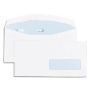 GPV Boîte de 1000 enveloppes 114x229mm Blanches fenêtre 35x100 80g