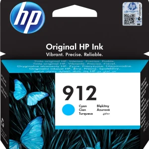 HP 912 Cartouche d'Encre Cyan Authentique (3YL77AE) pour HP OfficeJet Pro 8010 series / 8020 series