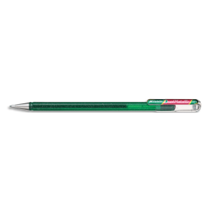 PENTEL Roller DualMetallic encre gel. Pointe large 1 mm. Coloris Vert + Rouge métallique