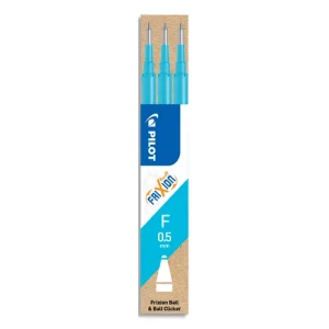 PILOT Set de 3 recharges pour roller FriXion. Pointe fine 0,5 mm. Encre Turquoise