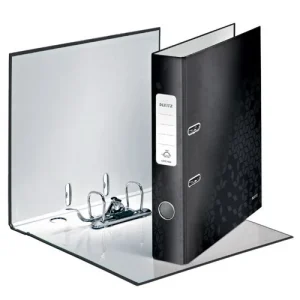 LEITZ Classeur à levier WOW 180°, A4, 5 cm, carton pelliculé, noir