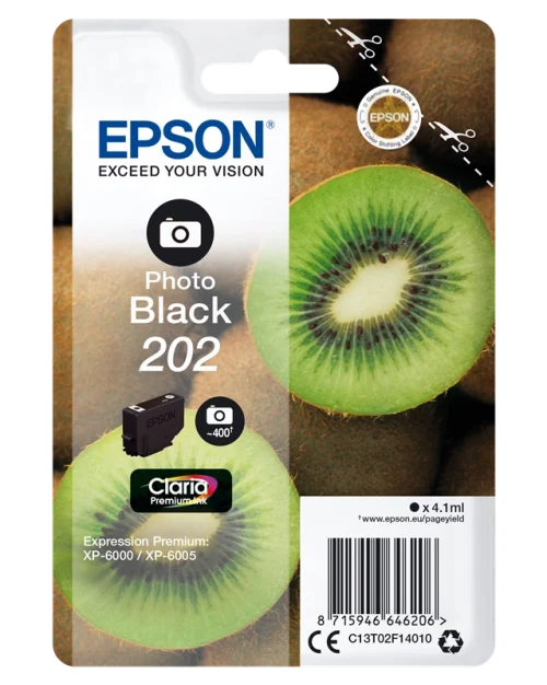 EPSON Cartouche Jet d'Encre Claria Premium Photo Black ''Kiwi''202 - C13T02F14010