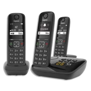 GIGASET Téléphone sans fil AS690A avec répondeur Trio Noir AS690ATrioNoir