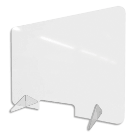 Vitre de protection en Plexiglass. Dimensions l95xh70cm. Epaisseur 3mm et pieds 8mm.
