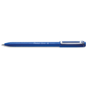 PENTEL Stylo bille à capuchon iZee 1 mm Bleu à faible viscosité. Clip métal, zone alvéolée, rechargeable
