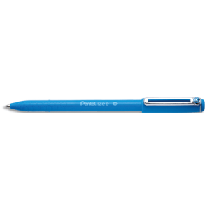 PENTEL Stylo bille à capuchon iZee 1 mm Bleu ciel. Clip métal, rechargeable.