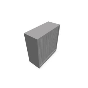 Armoire à rideaux H. 105 x L. 100 x P. 43 cm - corps gris - rideaux gris - équipée de 2 tablettes + rail