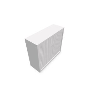Armoire à rideaux H. 105 x L. 120 x P. 43 cm - corps gris - rideaux gris - équipée de 2 tablettes + rail