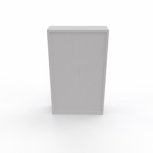 Armoire à rideaux H. 198 x L. 120 x P. 43 cm - corps gris - rideaux gris - équipée de 4 tablettes + rail