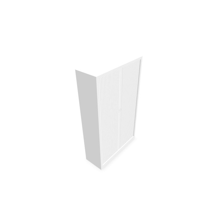 Armoire à rideaux H. 198 x L. 120 x P. 43 cm - corps blanc - rideaux blanc - équipée de 4 tablettes + rail