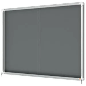 NOBO Vitrine d'affichage porte coulissante Premium Plus - feutre gris - 18 x A4 - 1915338