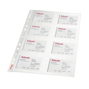 ESSELTE Sachet de 10 pochettes perforées A4 en polypropylène 10.5/100eme lisse pour cartes de visite