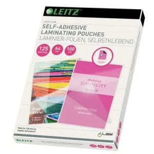 LEITZ Paquet de 100 Pochettes plastification à chaud, A4, 2 x 125 microns, autocollantes 16925