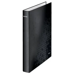 LEITZ Classeur 4 anneaux Ø25 WOW en carton pelliculé. Dos 4 cm. Format A4+. Coloris Noir