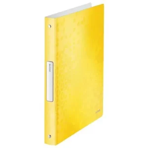 LEITZ Classeur 4 anneaux Ø25 WOW en polypropylène. Dos 3 cm. Coloris Jaune