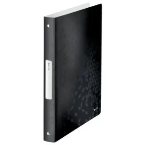 LEITZ Classeur 4 anneaux Ø25 WOW en polypropylène. Dos 3 cm. Coloris Noir