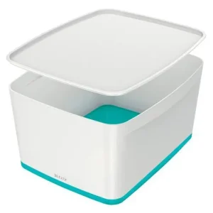 LEITZ Boîte MYBOX medium avec couvercle en ABS. Coloris Blanc fond Menthe