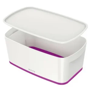 LEITZ Boîte MYBOX small avec couvercle en ABS. Coloris Blanc fond Violet