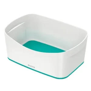 LEITZ Bac de rangement MYBOX small sans couvercle en ABS. Coloris Blanc fond Menthe