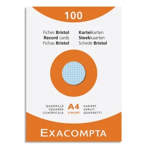 EXACOMPTA Etui de 100 fiches bristol non perforées 210x297mm (A4) 5x5 assortis