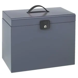 ESSELTE Valise de classement en métal. Livrée avec 5 dossiers. Dimensions: 6,8x28,7x23,4cm. Coloris Gris