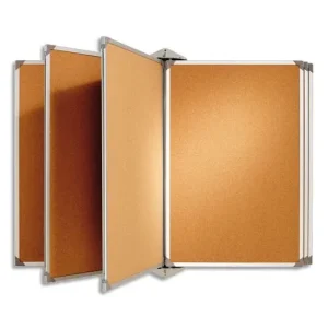 PLANORGA Panneau pivotant 6 volets en liège 90x90cm, encadrement en aluminium anodisé. Liège recto-verso.