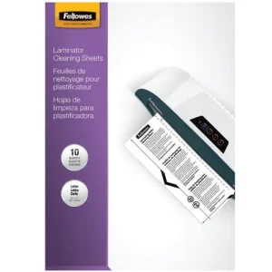 FELLOWES Pack de 10 feuilles de nettoyage pour plastifieuse