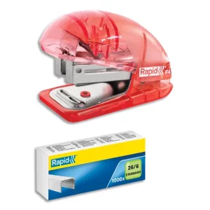 RAPID Colour'Breeze Mini agrafeuse, 10 feuilles, agrafes 24/6, corail, 5001531