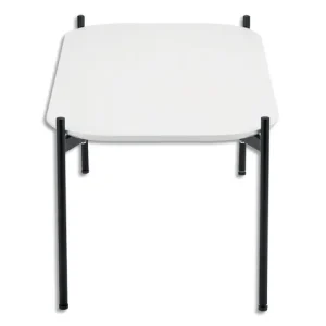 PAPERFLOW Table basse MEET 50x75cm, pied acier époxy noir mat, plateau laqué 19mm blanc