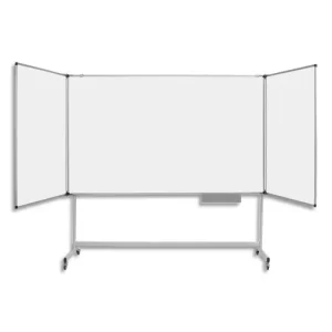 BI-OFFICE Tableau tryptique laqué mobile. Dimensions 200x100cm fermé/ 400x100cm ouvert. Coloris blanc