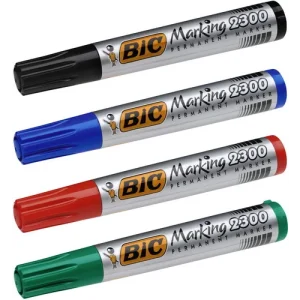 BIC Marking 2300 ECOlutions Marqueurs Permanents à Pointe Moyenne Biseautée - Couleurs Assorties x4