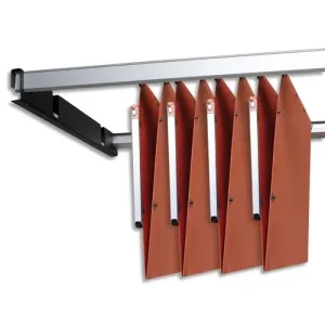 OBLIQUE AZ Jeu de 2 rails métal gris avec support Noir pour dossiers suspendus armoire