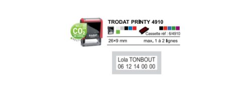 trodat Tampon pour texte Printy 4910 4.0, 3 lignes, rouge