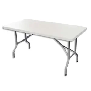 Table rectangulaire pliante Blanc granité en polyethylène - Dimensions : L122 x H74 x P61 cm